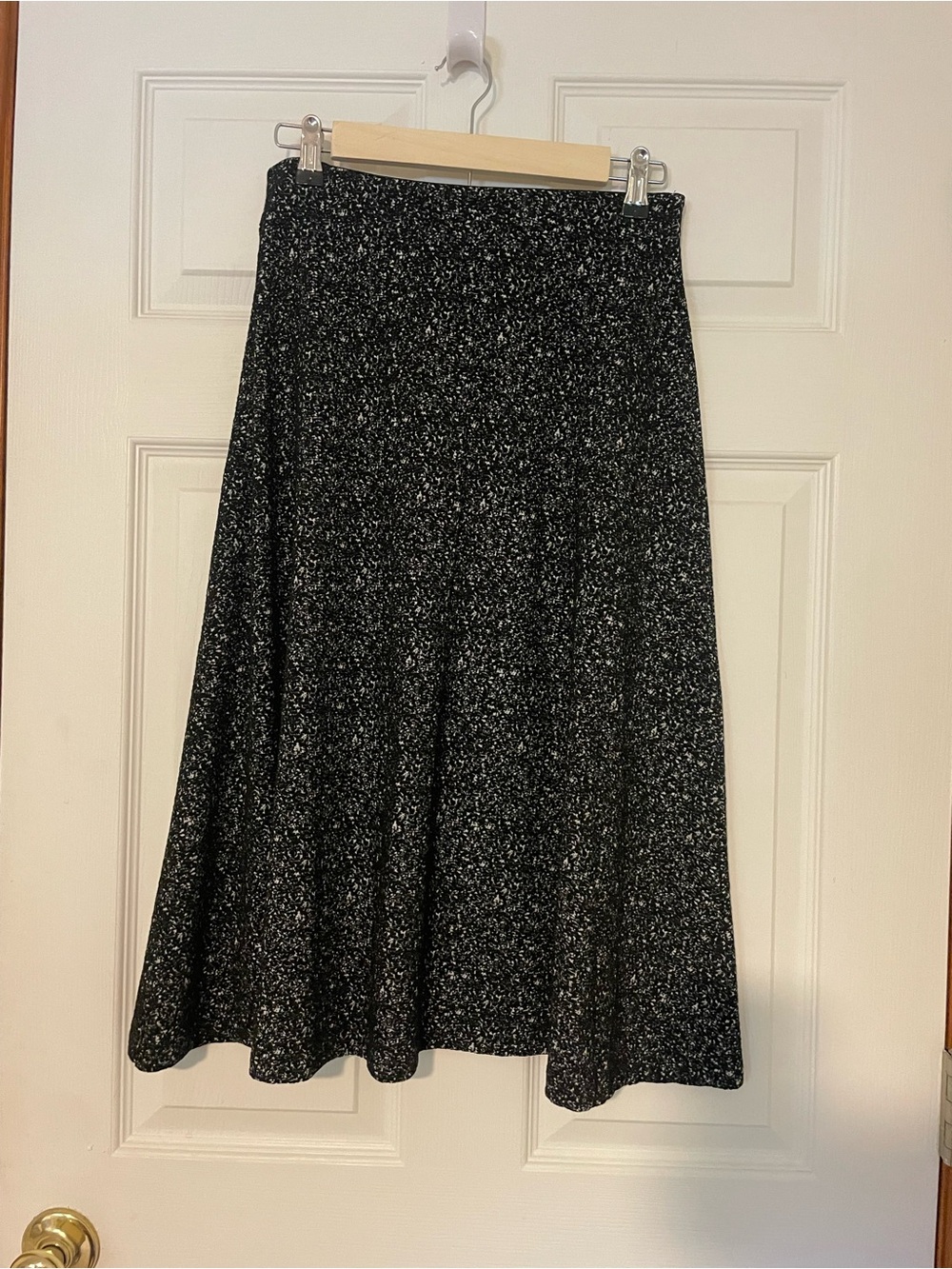 Black Speckle A-Line Midi Skirt